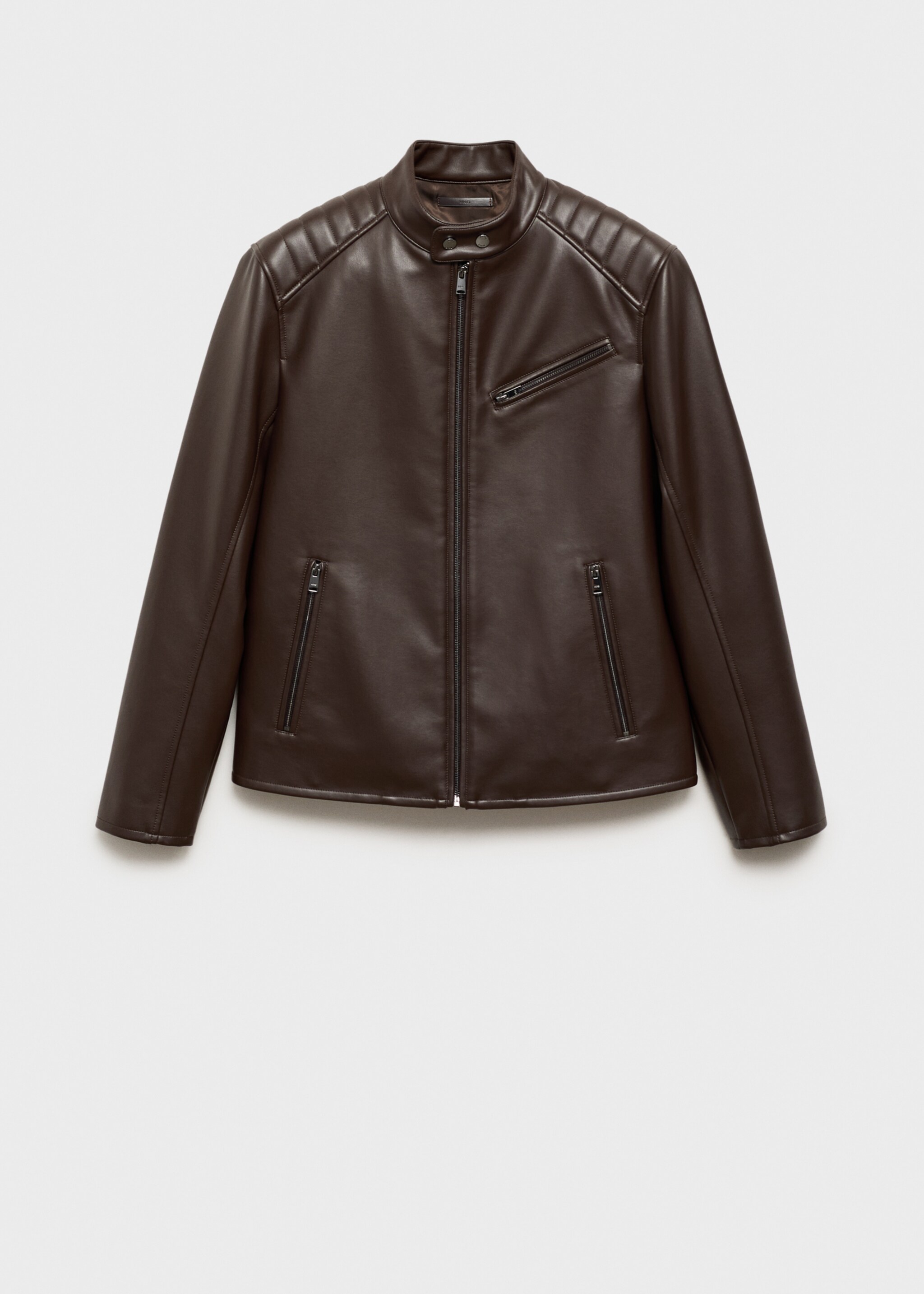 Leather-effect jacket with stitching detail - Article without model