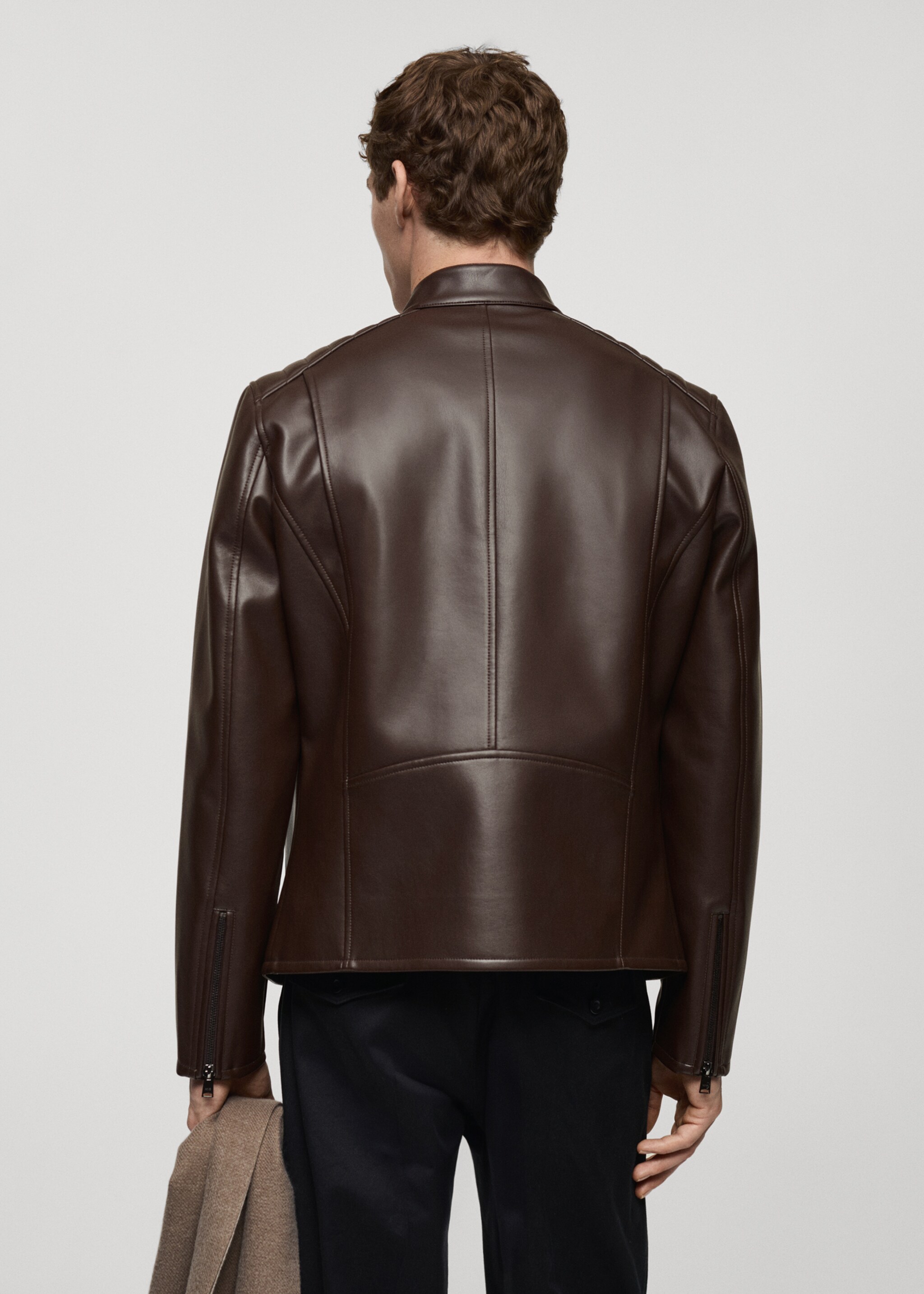 Leather-effect jacket with stitching detail - Reverse of the article