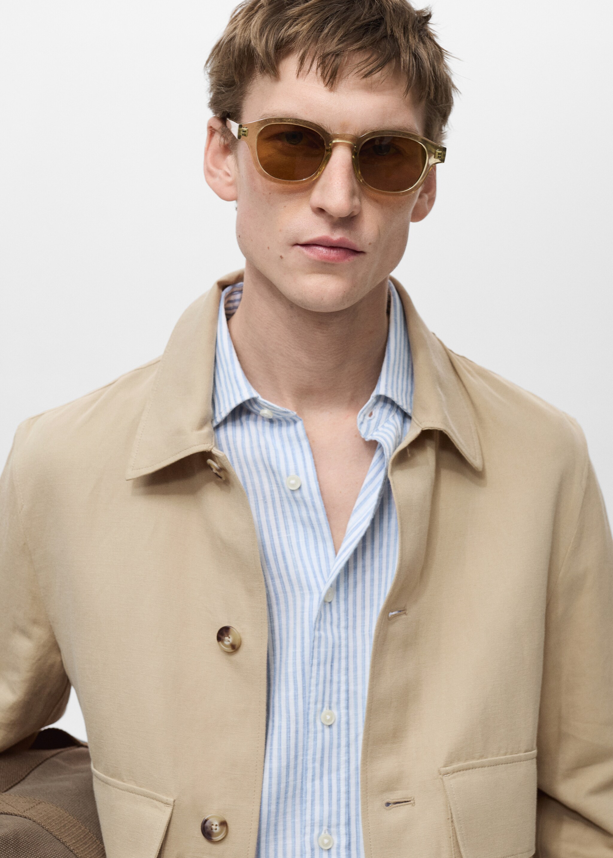 Pocket linen cotton jacket - Details of the article 1