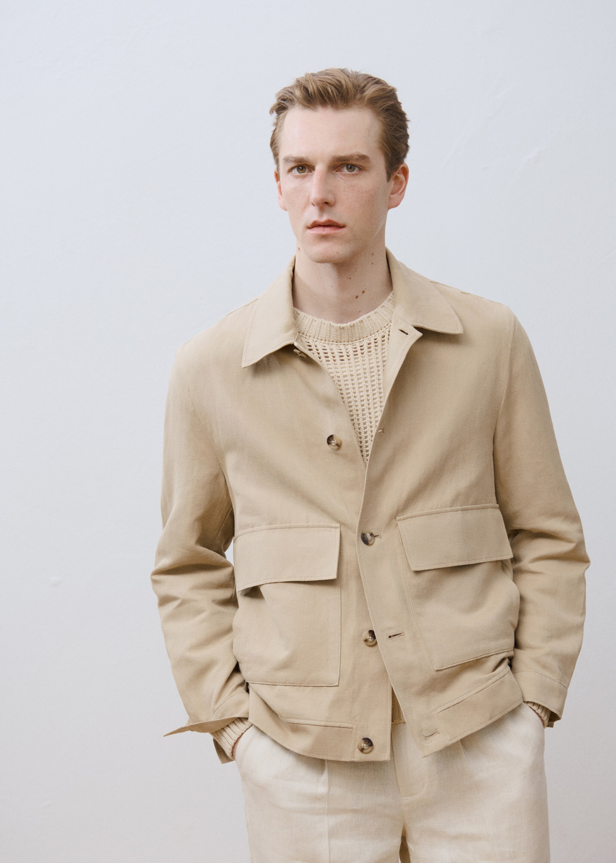 Pocket linen cotton jacket - Details of the article 5
