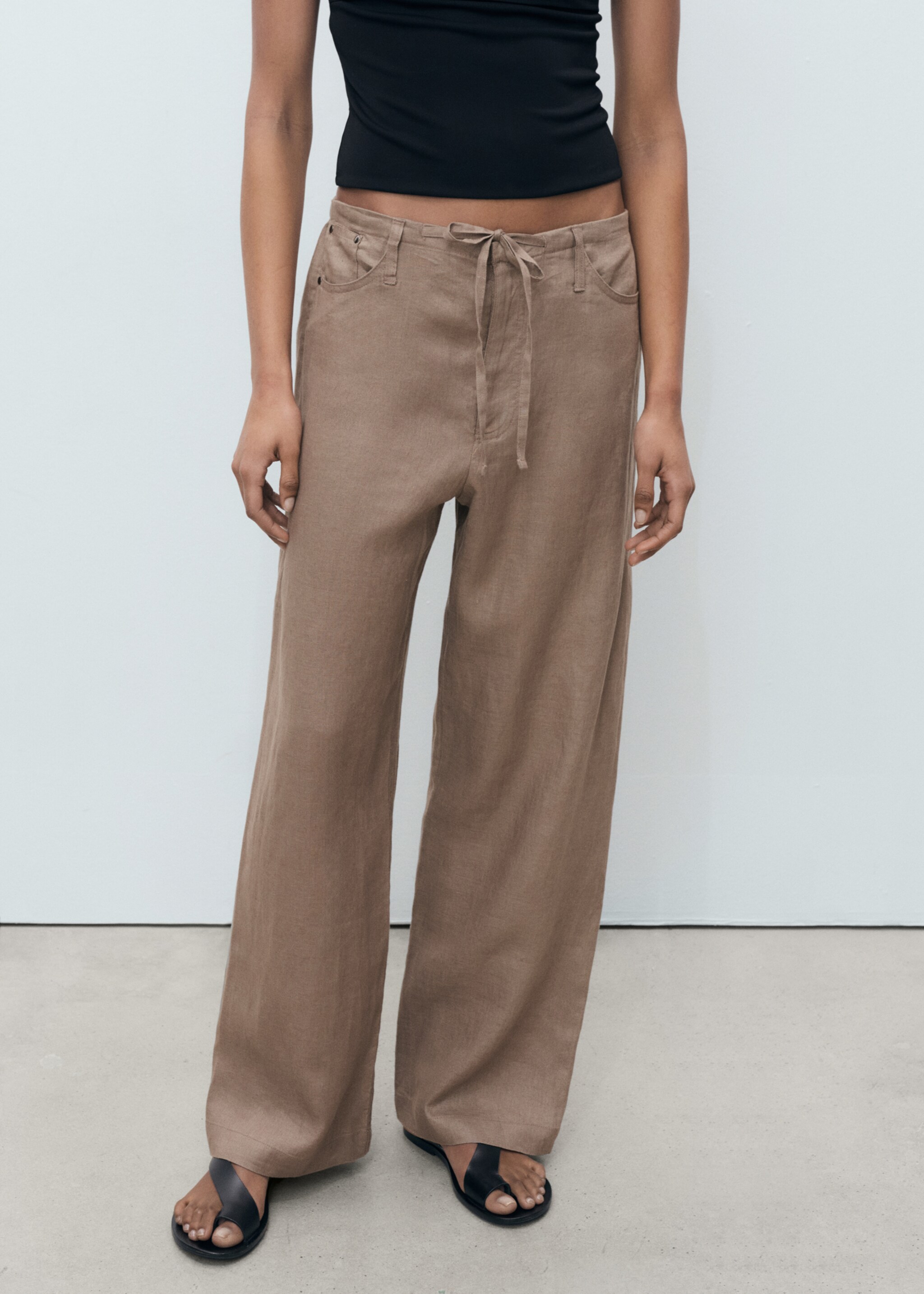 Wideleg linen trousers - Medium plane