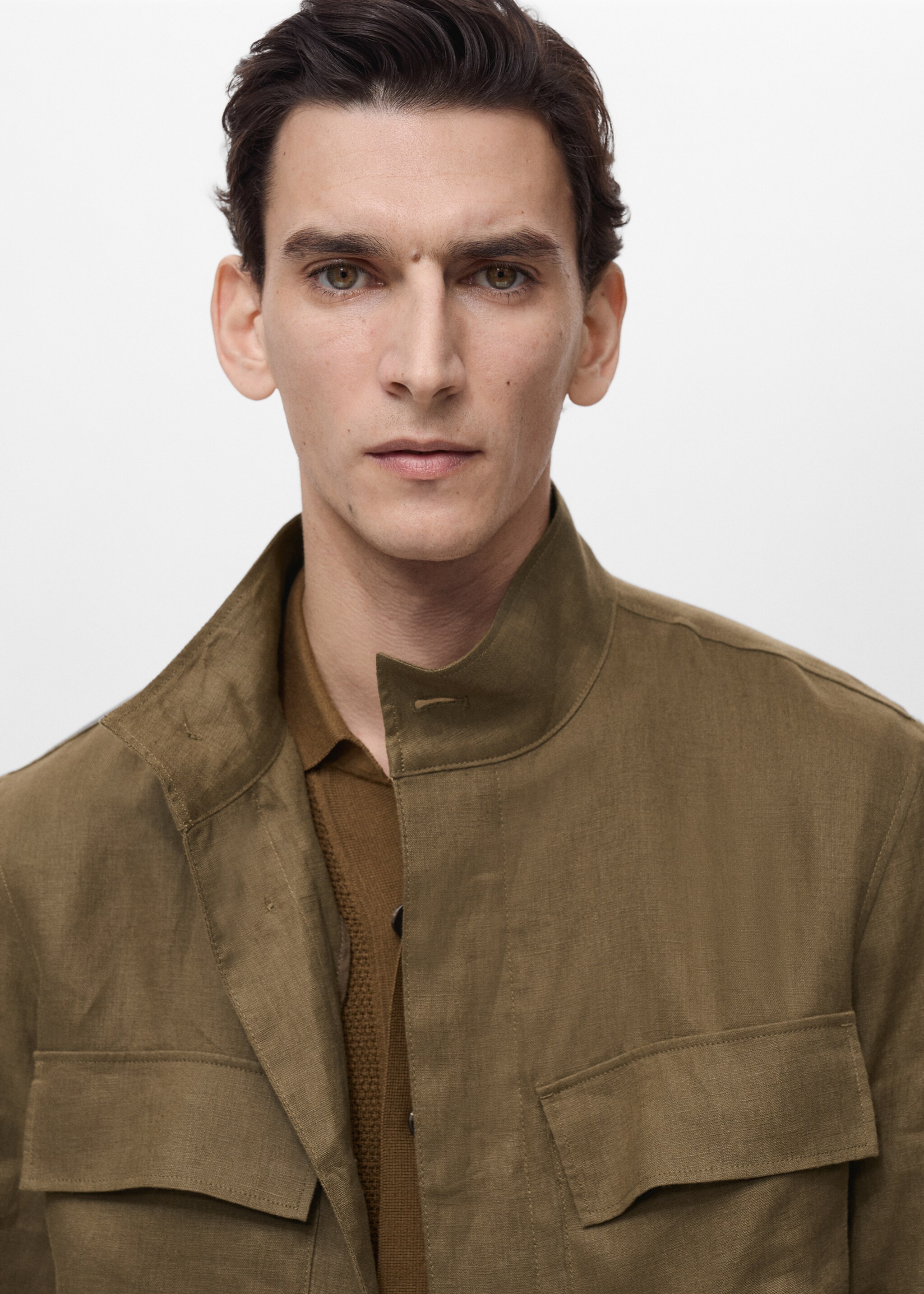 100% linen turtleneck jacket - Details of the article 1