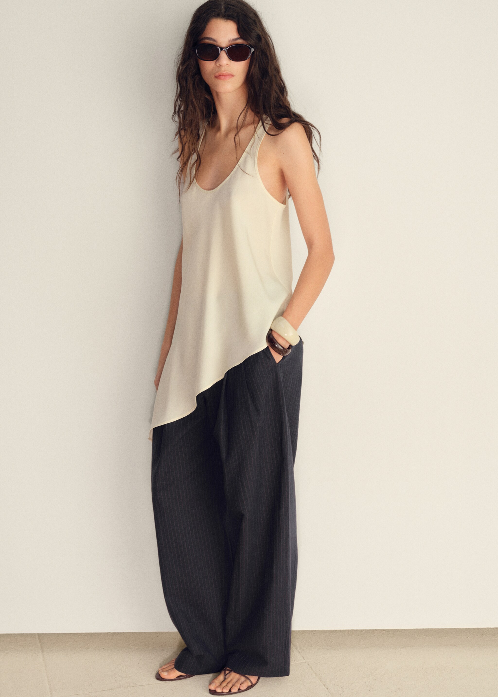 Straight-fit linen-blend suit trousers - Details of the article 2
