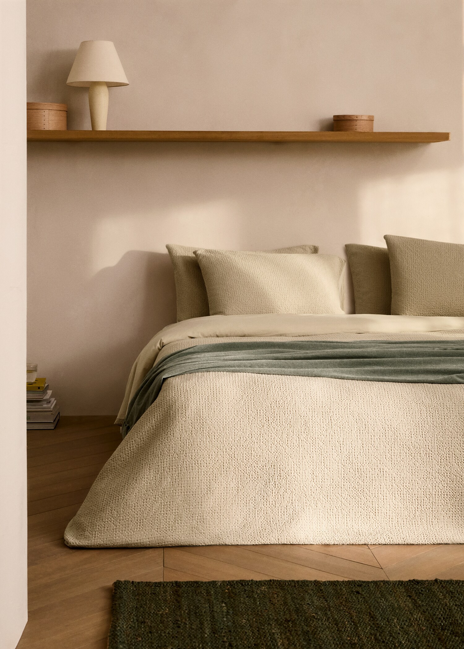 Cotton percale waffle duvet cover for 150/160 cm bed - General plane