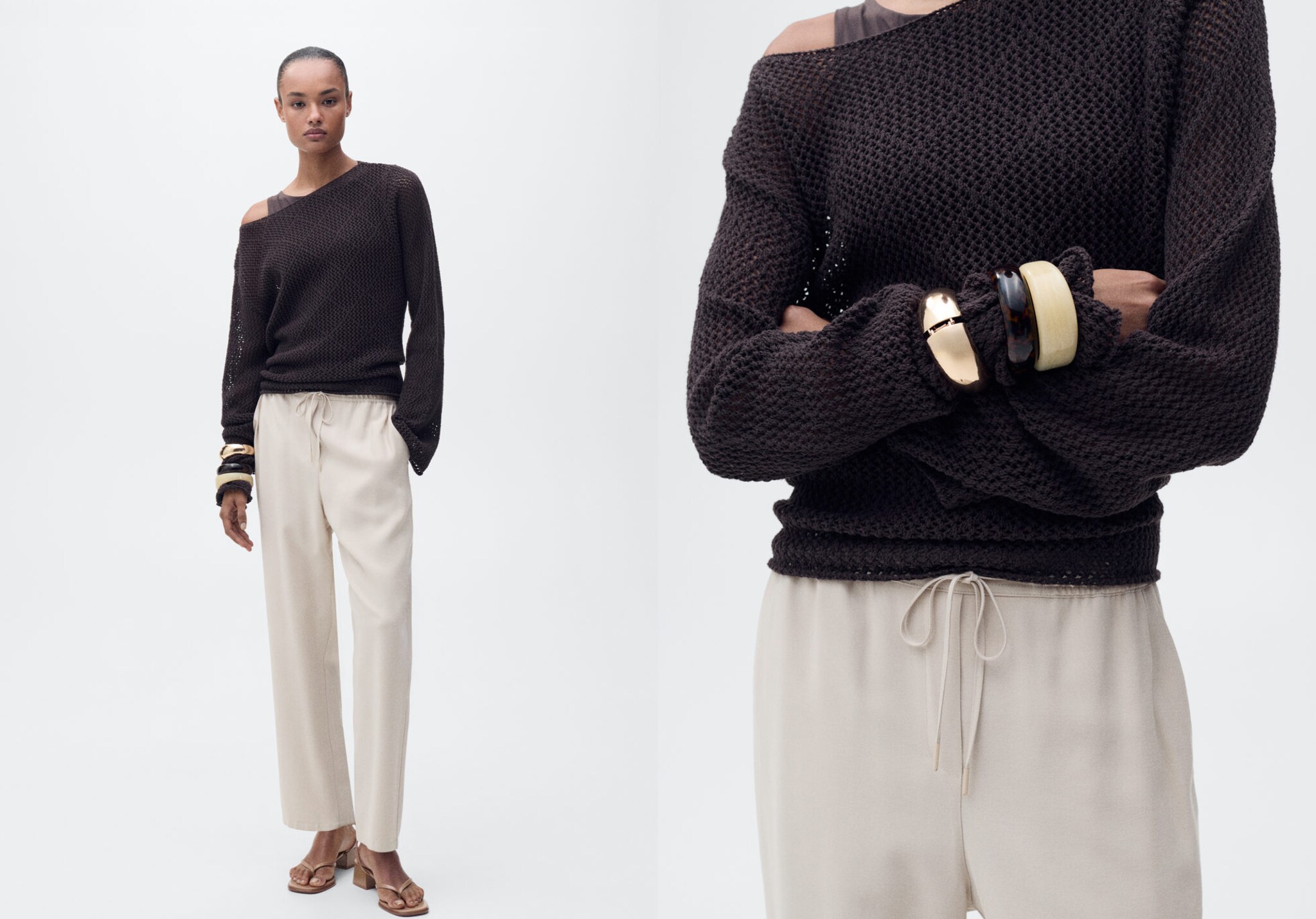 Elastic waist flowy trousers - Panoramic plane
